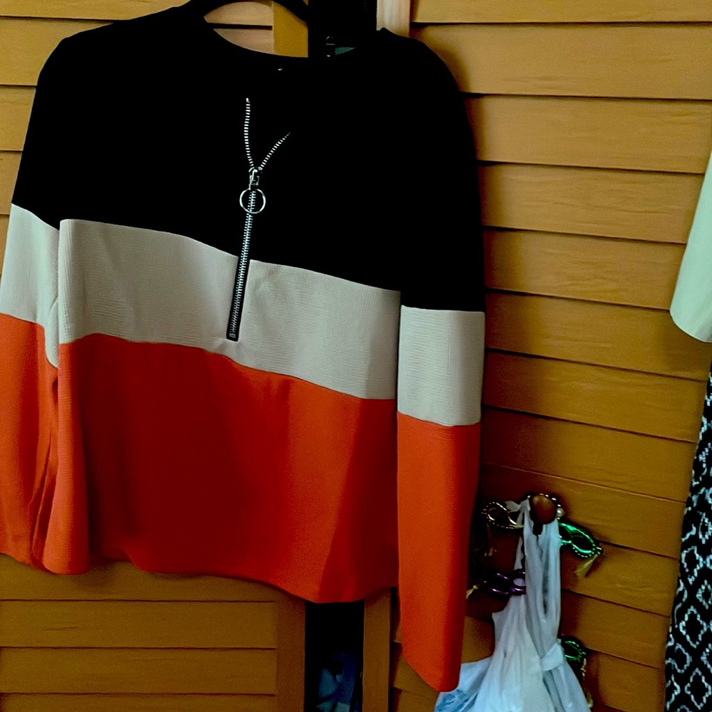 XL Blk,Orange, Cream long sleeve shirt to where to a simi dressed event